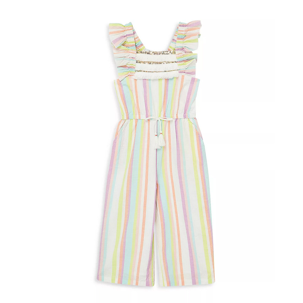 Peek Kids Girls' Striped Gauze Coverall Multi Little Kid Size 4-5 2535